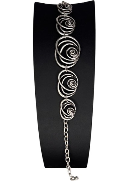Gümüş Kaplamalı Zamak Set, Sarmal (Kolye, Bileklik, Küpe, Yüzük)