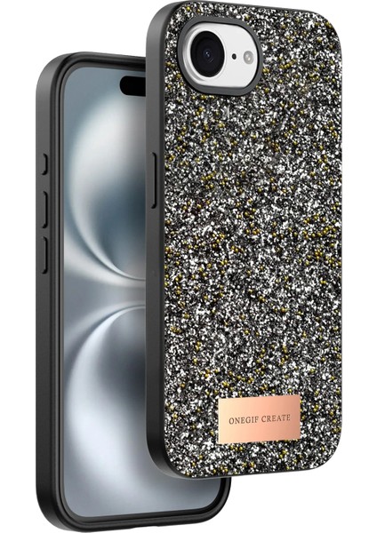 Onegif Apple Iphone 16E Bright Simli Kapak - Gümüş Sptgl
