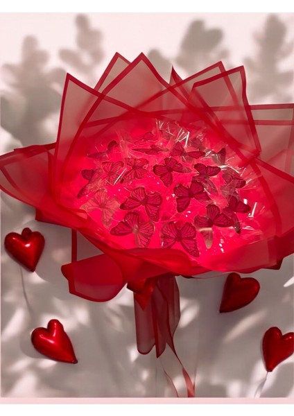 Kırmızı Kelebek Buketi Yapay Çiçek Kalıcı Hediye fiyatları