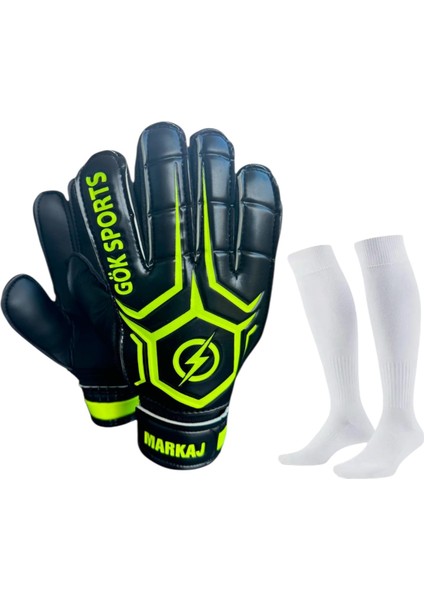 Markaj Çocuk Kemikli Kaleci Eldiveni Futbol Çorabı Bilek Bandajlı Parmak Destekli Kaleci Eldiveni