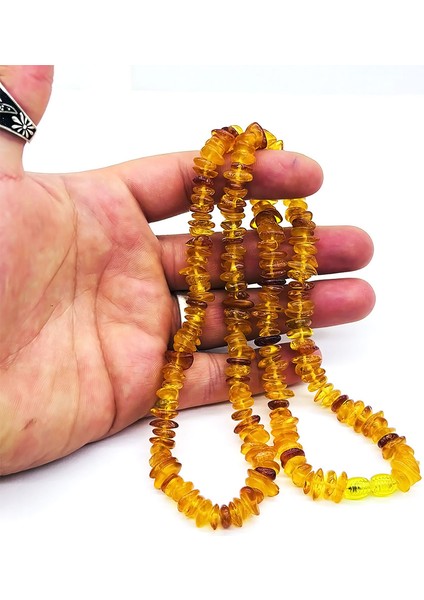 Sarı Renkte Sertifikalı Yetişkin Damla Kehribar Kolye