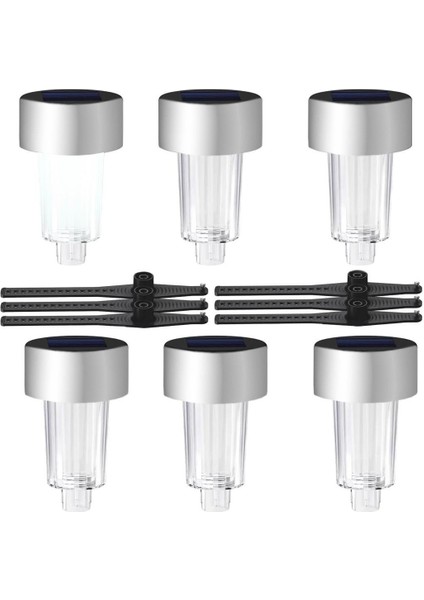 Powermaster PM-26960 Metal Gövdeli Dc 5V Beyaz Solar Güneş Enerjili Balkon Havuz Bahçe Lambası LED Aydınlatma 6 Lı