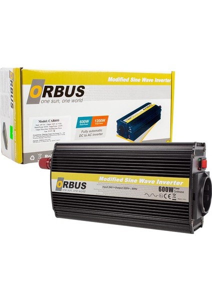 Orbus 600W 12-24V Modified Sinus Invertör 220 Volt Çevirici Çakmaklıklı Inverter