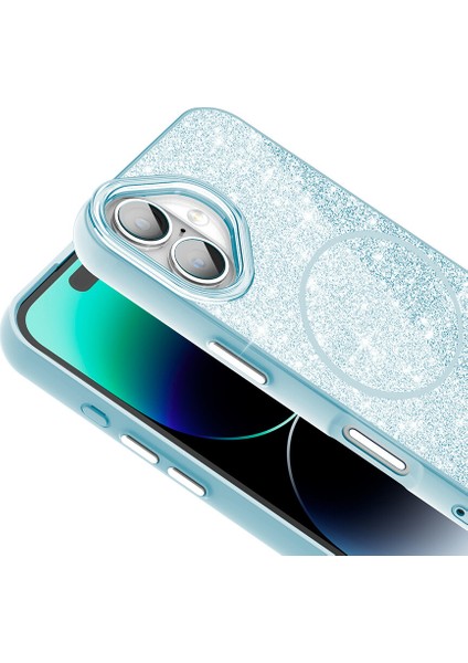 Apple iPhone 16 Magsafe Özellikli Simli Parlayan Kılıf