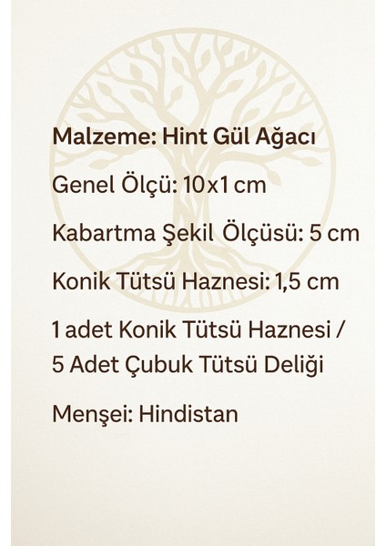 Hayat Ağacı Temalı Yuvarlak Ahşap Tütsülük | Tree Of Life Round Wooden Incense Holder