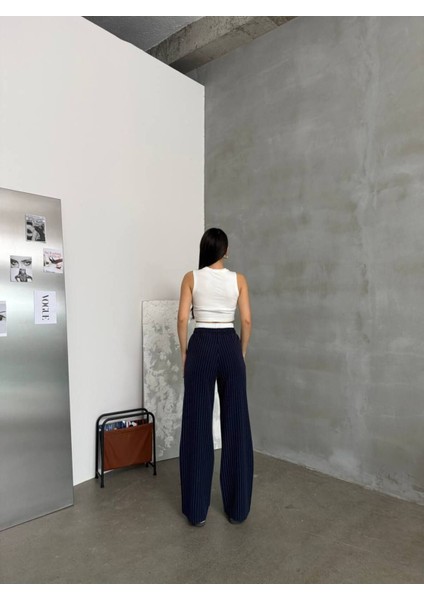 Garnili Bağcıklı Palazzo Pantolon – Saten Dokulu, Yüksek Bel, Oversize fiyatları