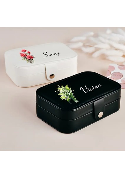 With Love Pembe Eylül Doğum Çiçeği Takı Kutusu, Büyük Kapasiteli Yüzük Saklama modelleri