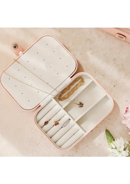 With Love Pembe Eylül Doğum Çiçeği Takı Kutusu, Büyük Kapasiteli Yüzük Saklama