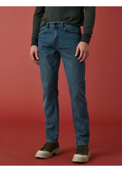 Straight Fit Premium Mark Koyu Indigo Erkek Jean Pantolon 6WAM40068ND modelleri