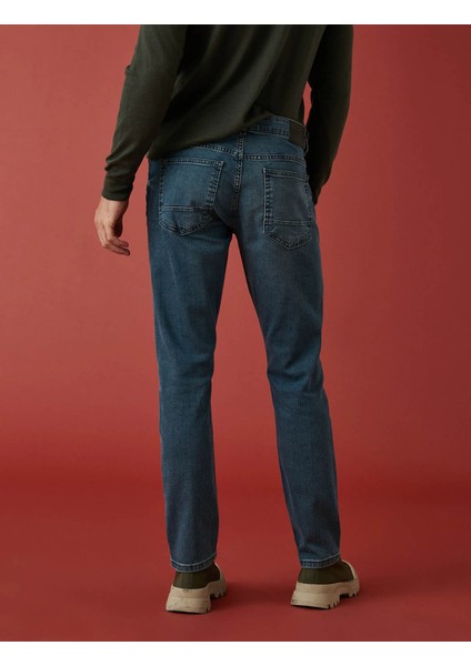 Straight Fit Premium Mark Koyu Indigo Erkek Jean Pantolon 6WAM40068ND fırsatları