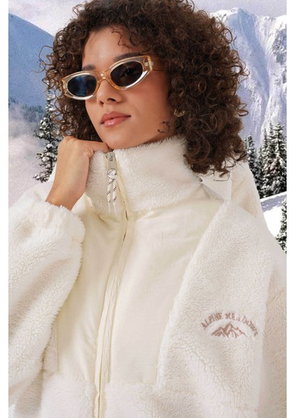Peluş Ekru Kadın Mont 5194 modelleri