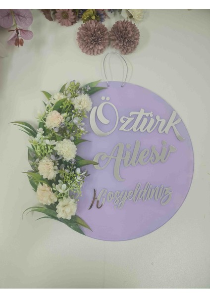 Kişiye Özel Dekoratif Çiçekli Hoşgeldiniz Kapı Süsü fiyatları
