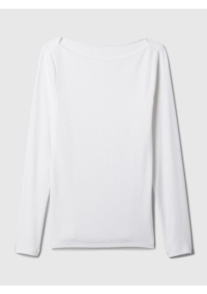 Kadın Beyaz Kayık Yaka Modal T-Shirt fiyatları