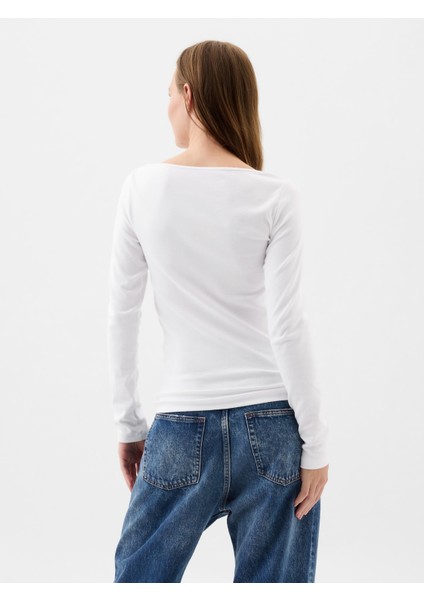 Kadın Beyaz Kayık Yaka Modal T-Shirt fırsatları