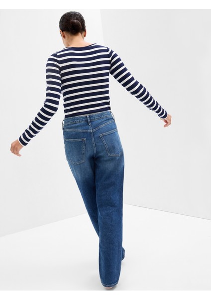 Kadın Lacivert Çizgili Uzun Kollu T-Shirt fiyatları