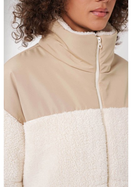 Şişme Peluş Ekru Kadın Mont 5196 fırsatları