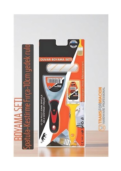 Boyama Seti - Spatula - Kestirme Fırça - 10 Cm. Yedek Rulo