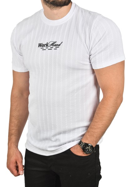 Dar Kesim Pamuklu Tişört Slim Fit Nefes Alan Yumuşak Dokulu Tişört 2504351