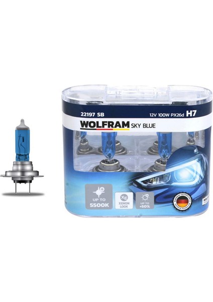 Ampul 12V H7 100 PX26D Sky Blue Beyaz Işik Sptgl