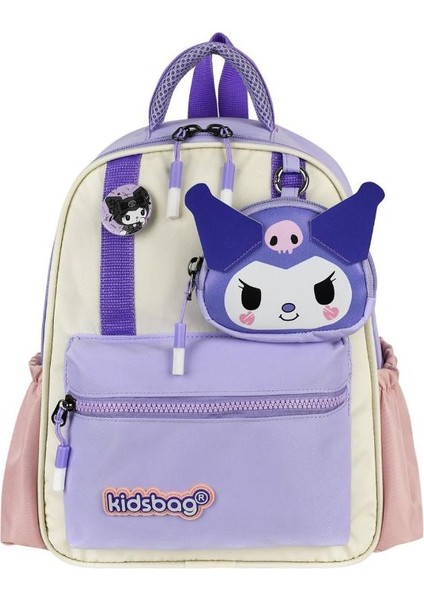 Kız Çocuk Anaokulu Sırt Çantası Kuromi Benzeri Kreş Çantası 33*25 cm Ortopedik Su Itici Kumaş