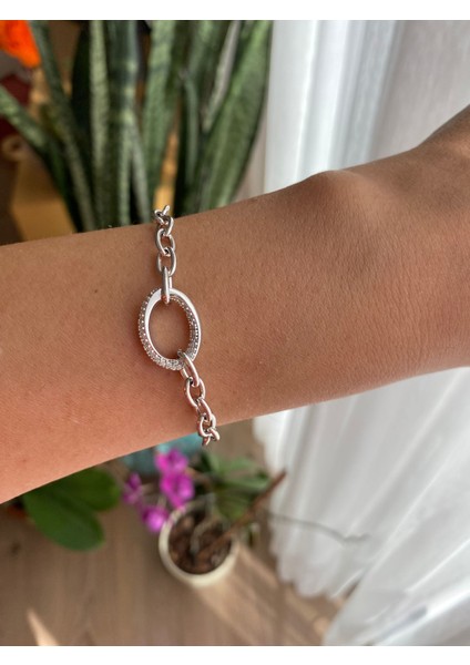 Xuping Oval Zirkon Taşlı Zarif Silver Bileklik