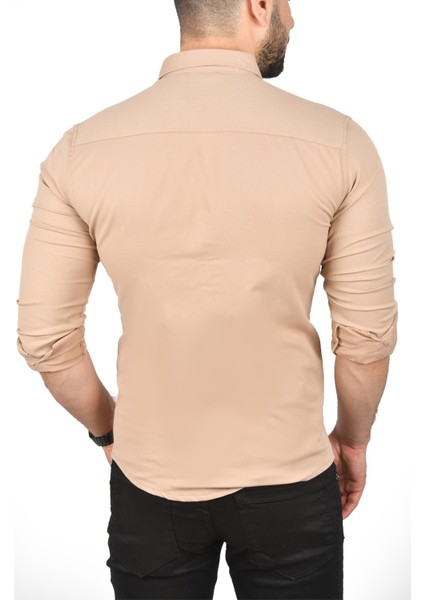 Slim Fit Dar Kesim Pamuklu Spor Gömlek Çıtçıtlı Likralı Gabardin Gömlek 2300421 indirimleri