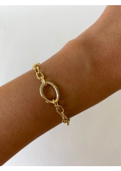 Xuping Oval Zirkon Taşlı Zarif Gold Bileklik