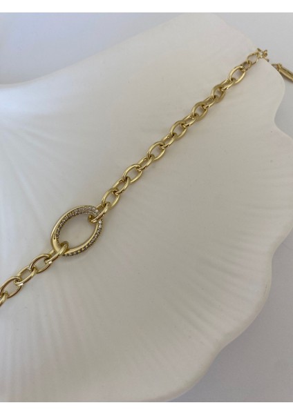 Xuping Oval Zirkon Taşlı Zarif Gold Bileklik modelleri