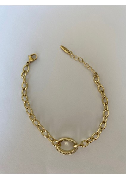 Xuping Oval Zirkon Taşlı Zarif Gold Bileklik