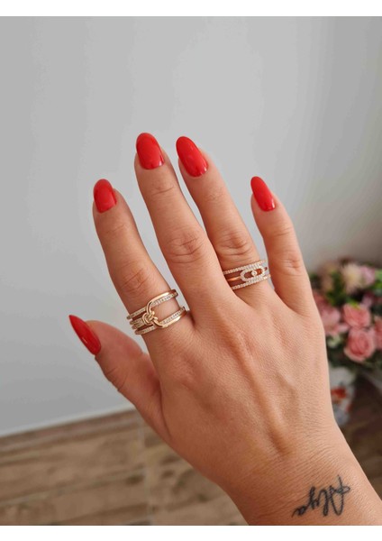 Zirkon Taşlı Özel Seri Ayarlanabilir Kadın Çelik Yüzük fırsatları