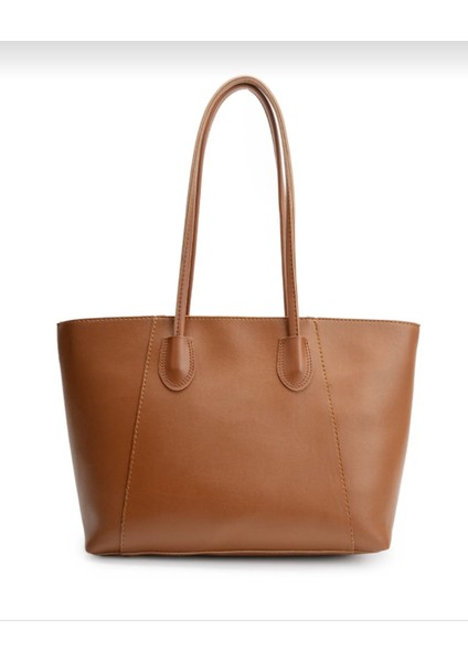 Kadın Shopper Uzun Iki Askılı Taba Fermuarlı El ve Omuz Çantası