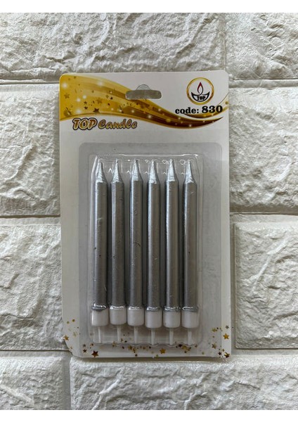 - 6 Adet Pasta Mumu Gümüş 10 cm Sptgl