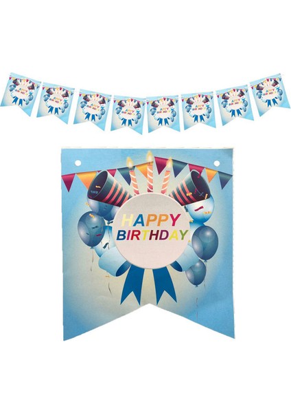 - Happy Birthday Kağıt Bayrak Flama 15 cm Pembe Sptgl