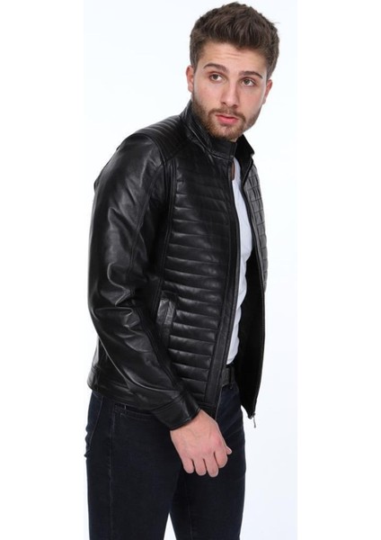 Hakiki Deri Matignon Siyah Erkek Deri Ceket indirimleri