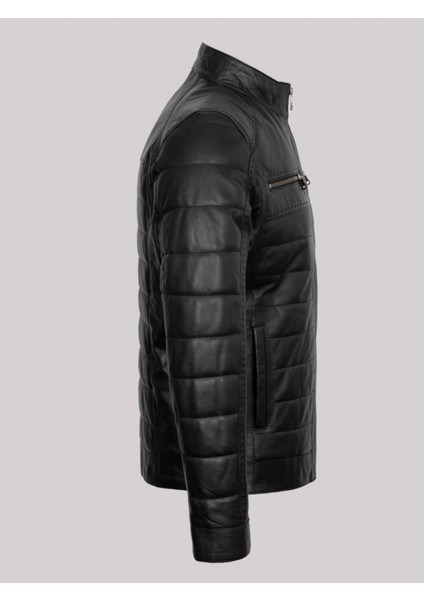 Hakiki Deri Siyah Erkek Deri Mont Sırt Işlemeli Deri Ceket modelleri