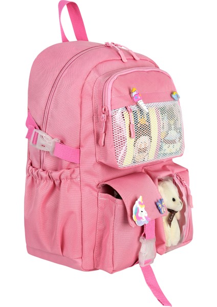 Waddell Kawaii Kore Tarzı Aksesuarlı Ilkokul Sırt Çantası Kız Çocuk ve Erkek Çocuk Sırt Çantası Pembe fiyatları