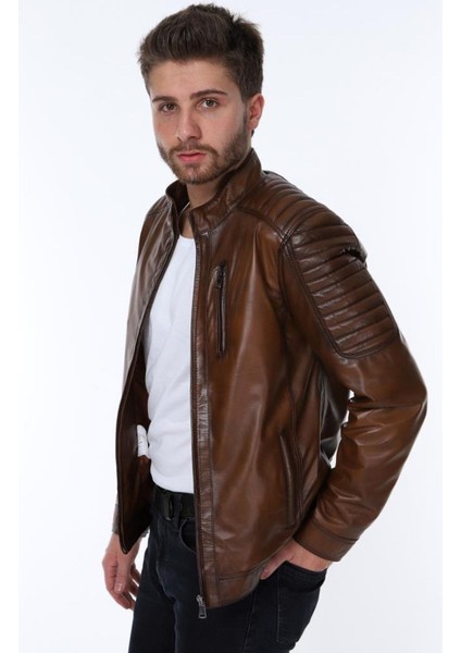 Hakiki Deri Kahverengi Georgio Fermurlı Erkek Deri Ceket indirimleri