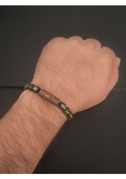 Orjinal Zebercet(Peridot)-Fosilli Sertifikalı Baltık Damla Kehribar Doğaltaş Bileklik