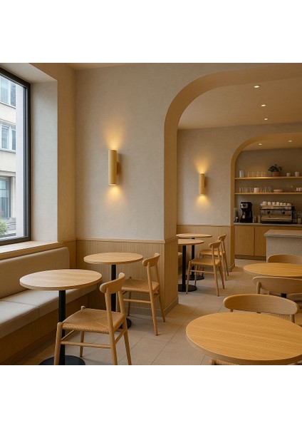 Masif Ahşap Yansıtma Tasarımlı Çift Yönlü Salon Hol Cafe Otel Duvar Aplik Avize