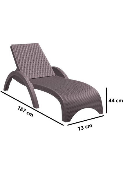 TRK-860 Siesta Fiji Bej Minderli Rattan Desenli Ayarlanabilir Lüks Şezlong Kahverengi 2'li Set