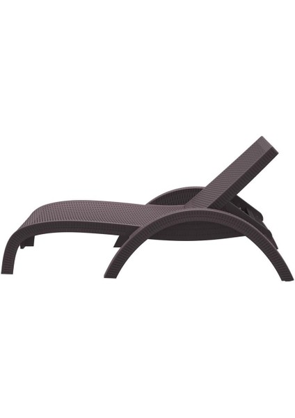 TRK-860 Siesta Fiji Bej Minderli Rattan Desenli Ayarlanabilir Lüks Şezlong Kahverengi 2'li Set