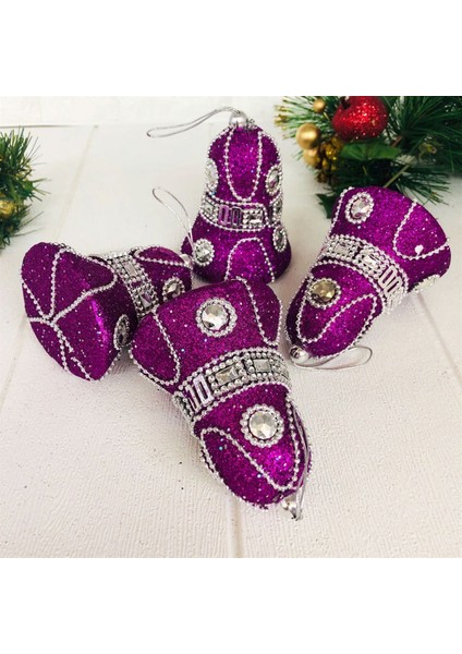 - 4 Adet Luxury Seri Cici Ağaç Süsü Mor Çan Sptgl