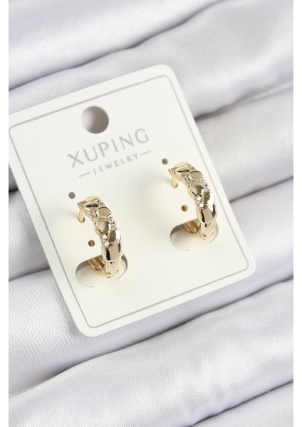 Xuping Zirkon Taşlı Halka Model Gold Renk Kadın Küpe