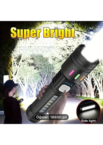 Su Geçirmez Şarjlı Zoomlu 3 Modlu 3400 Lümen 5WATT 500 Metre Menzilli El Feneri