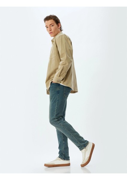 Erkek Jean Pantolon 5WAM40078ID Petrol modelleri