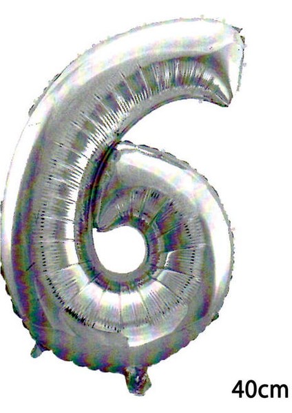 - 16 Inç 6 Rakamı Folyo Balon Gümüş 40 cm Sptgl
