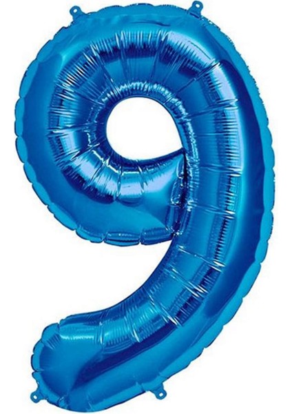 - 16 Inç 9 Rakamı Folyo Balon Mavi 40 cm Sptgl