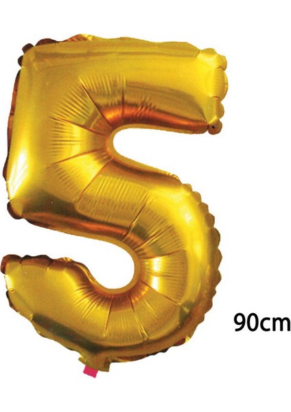 - 40 Inç 5 Rakamı Folyo Balon Gold 100 cm Sptgl