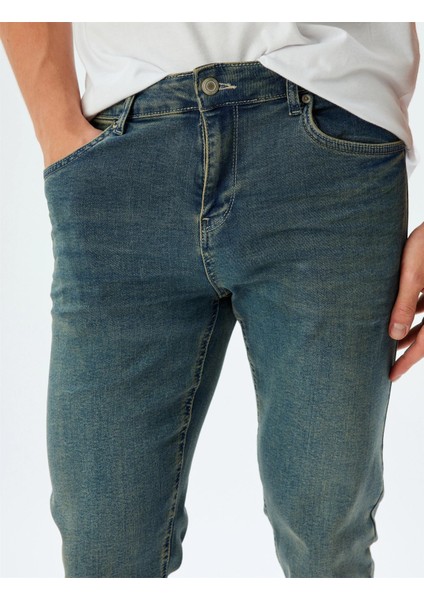 Erkek Jean Pantolon 5WAM40078ID Petrol indirimleri