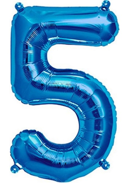 - 16 Inç 5 Rakamı Folyo Balon Mavi 40 cm Sptgl